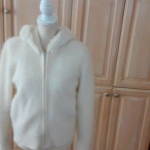 White angora sweater with hood